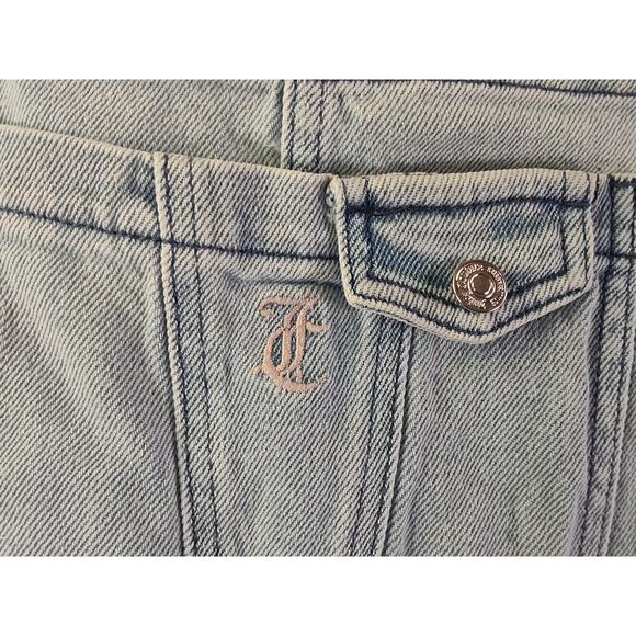 Juicy Couture Short Overalls Womens Size Extra Small Blue Denim Light Wash - Picture 5 of 11